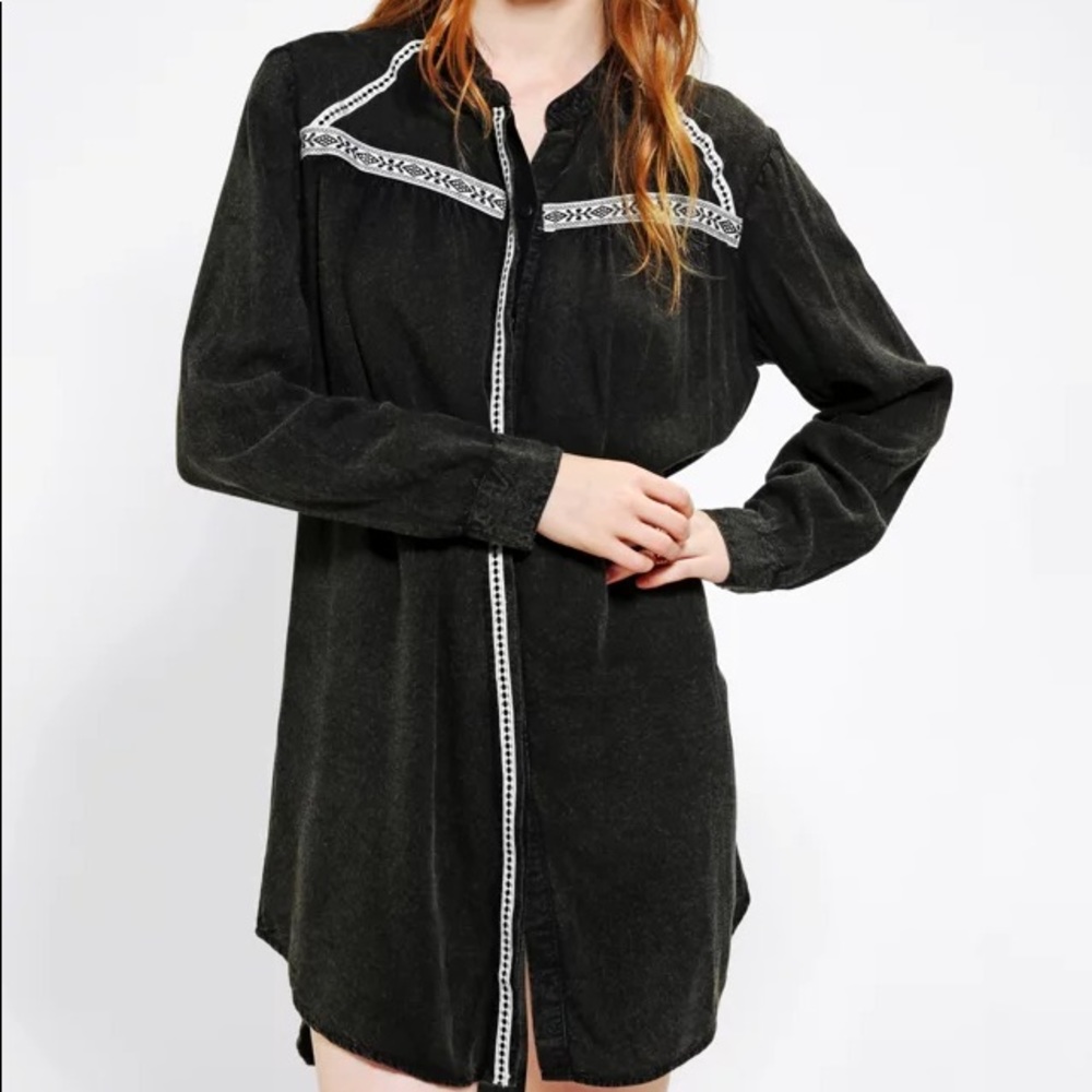 MINKPINK grey button down long sleeve Prairie western Dress